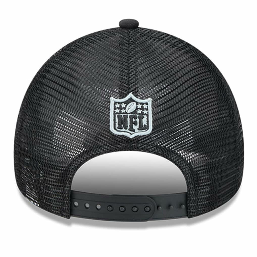 Las Vegas Raiders New Era 2024 Sideline Historic 9FORTY A-Frame Trucker Adjustable Hat Stone/Black