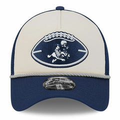 Dallas Cowboys New Era Youth 2024 Sideline Historic 9FORTY A-Frame Trucker Adjustable Hat Stone/Navy