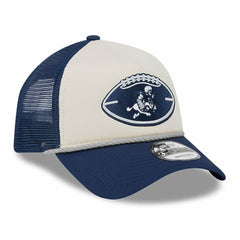 Dallas Cowboys New Era Youth 2024 Sideline Historic 9FORTY A-Frame Trucker Adjustable Hat Stone/Navy