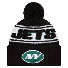 New York Jets New Era 2024 Sideline Cuffed Knit Hat with Pom Black