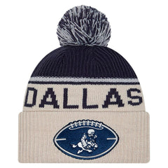 Dallas Cowboys New Era NFL Sideline Historic Cuffed Knit Hat with Pom
 Stone