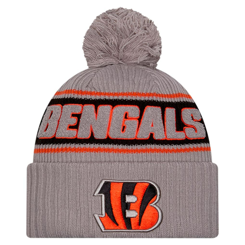 Cincinnati Bengals New Era 2024 Sideline Sport Cuffed Knit Hat with Pom Gray