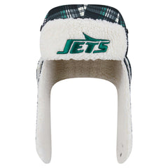New York Jets New Era Sideline Plaid Sherpa Trapper Hat Black