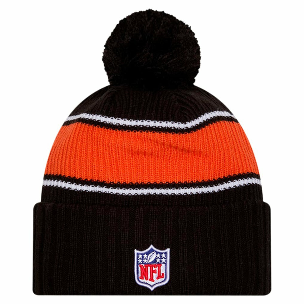Cincinnati Bengals New Era Youth 2024 Sideline Sport Cuffed Knit Hat with Pom Black