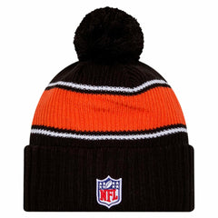 Cincinnati Bengals New Era Youth 2024 Sideline Sport Cuffed Knit Hat with Pom Black