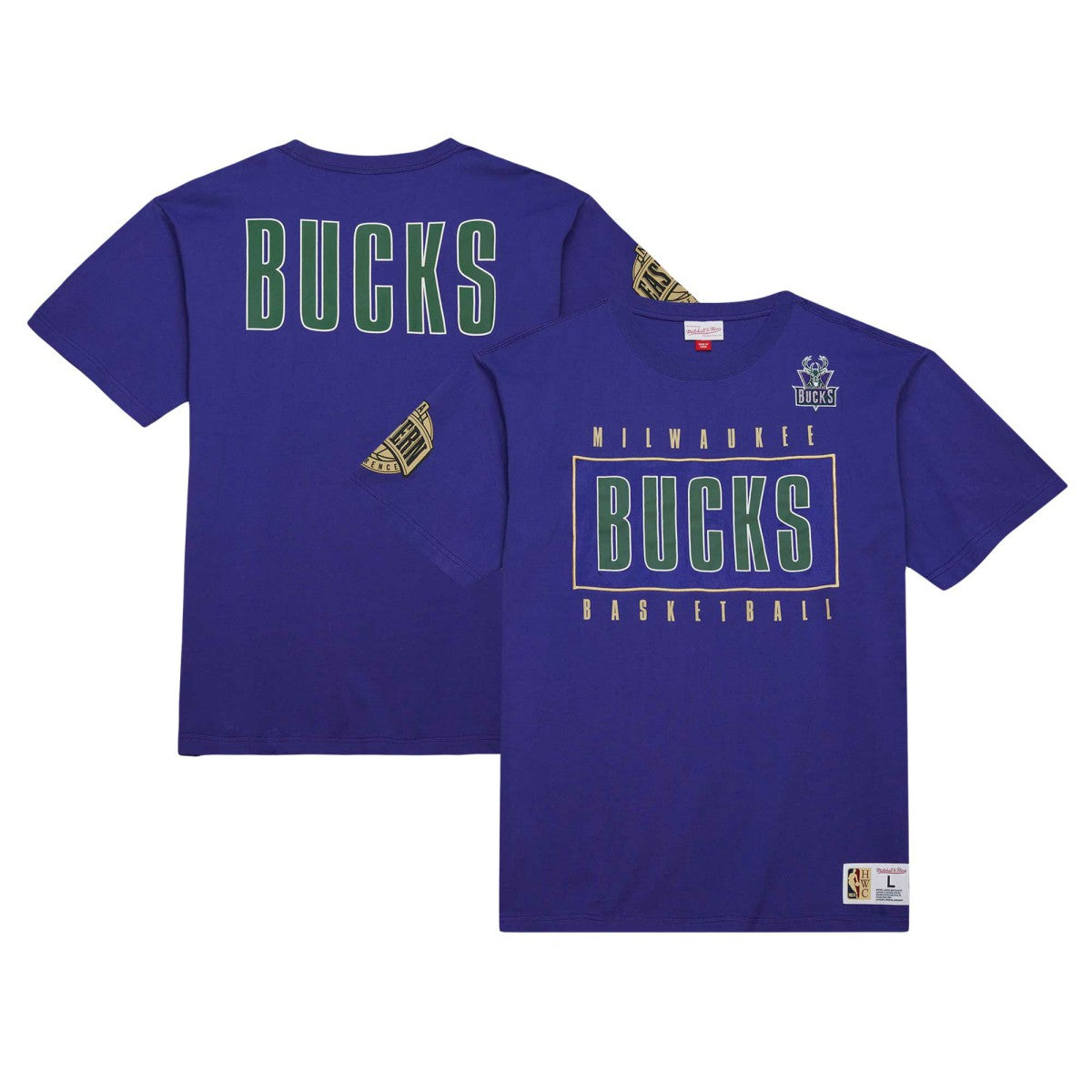 Milwaukee Bucks Hardwood Classics Team OG 2.0 Premium Vintage Logo T-Shirt Purple