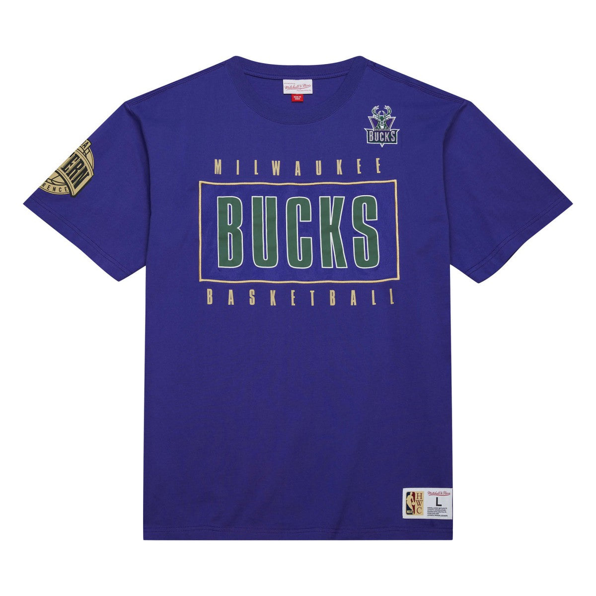 Milwaukee Bucks Hardwood Classics Team OG 2.0 Premium Vintage Logo T-Shirt Purple