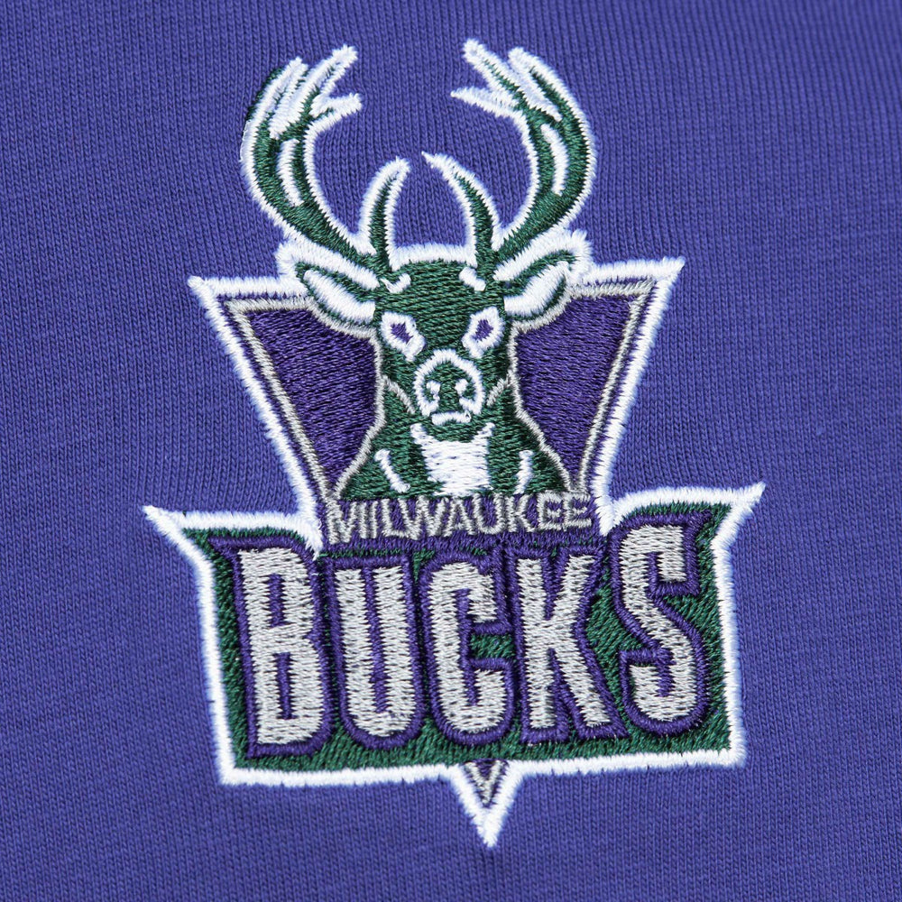 Milwaukee Bucks Hardwood Classics Team OG 2.0 Premium Vintage Logo T-Shirt Purple