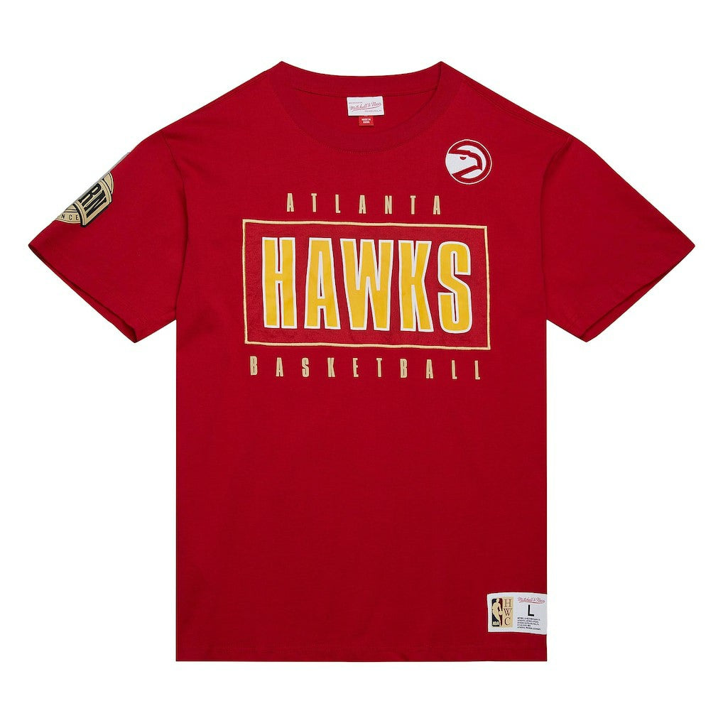Atlanta Hawks Hardwood Classics Team OG 2.0 Premium Vintage Logo T-Shirt Red