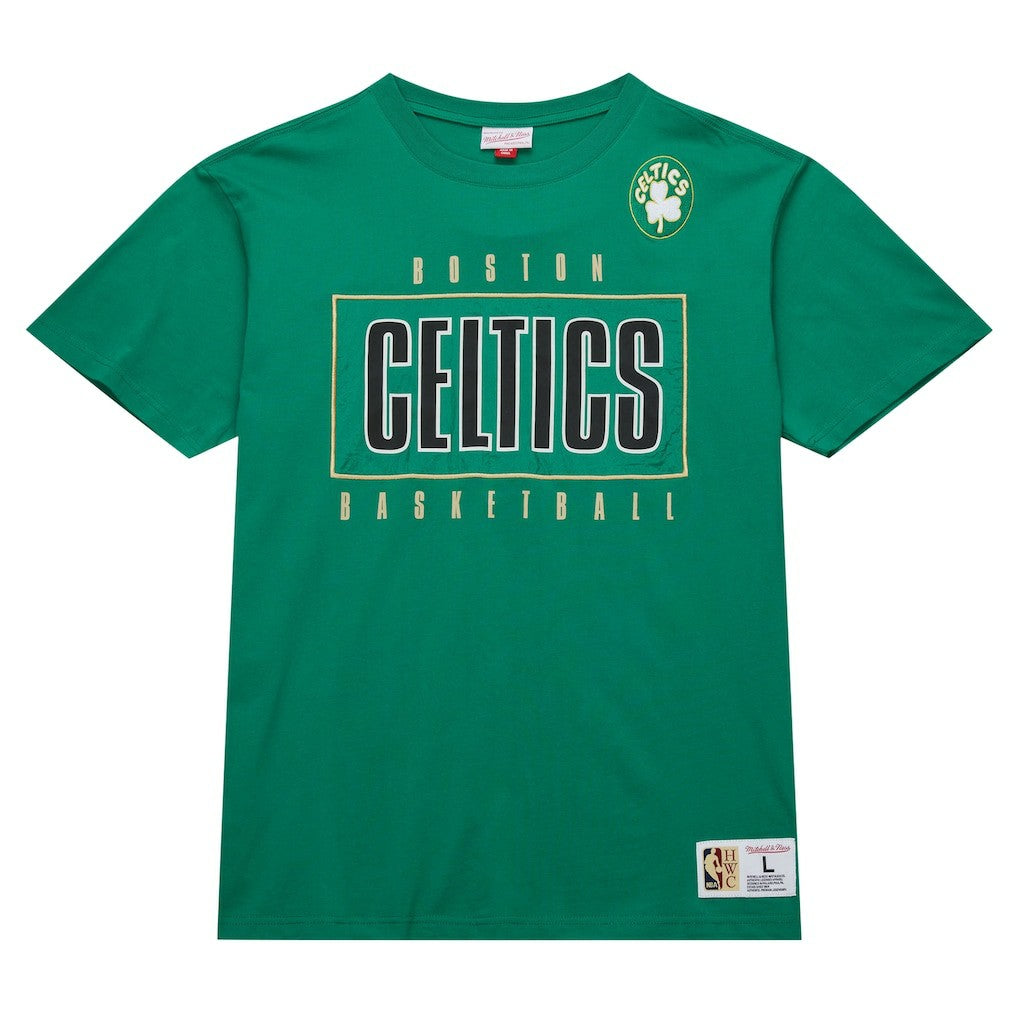 Boston Celtics Hardwood Classics Team OG 2.0 Premium Vintage Logo T-Shirt Kelly Green
