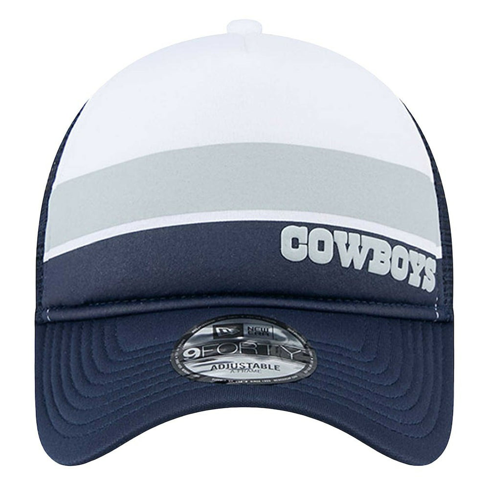 Dallas Cowboys New Era Sport Night Color Block 9FORTY A-Frame Trucker Adjustable Hat White/Navy