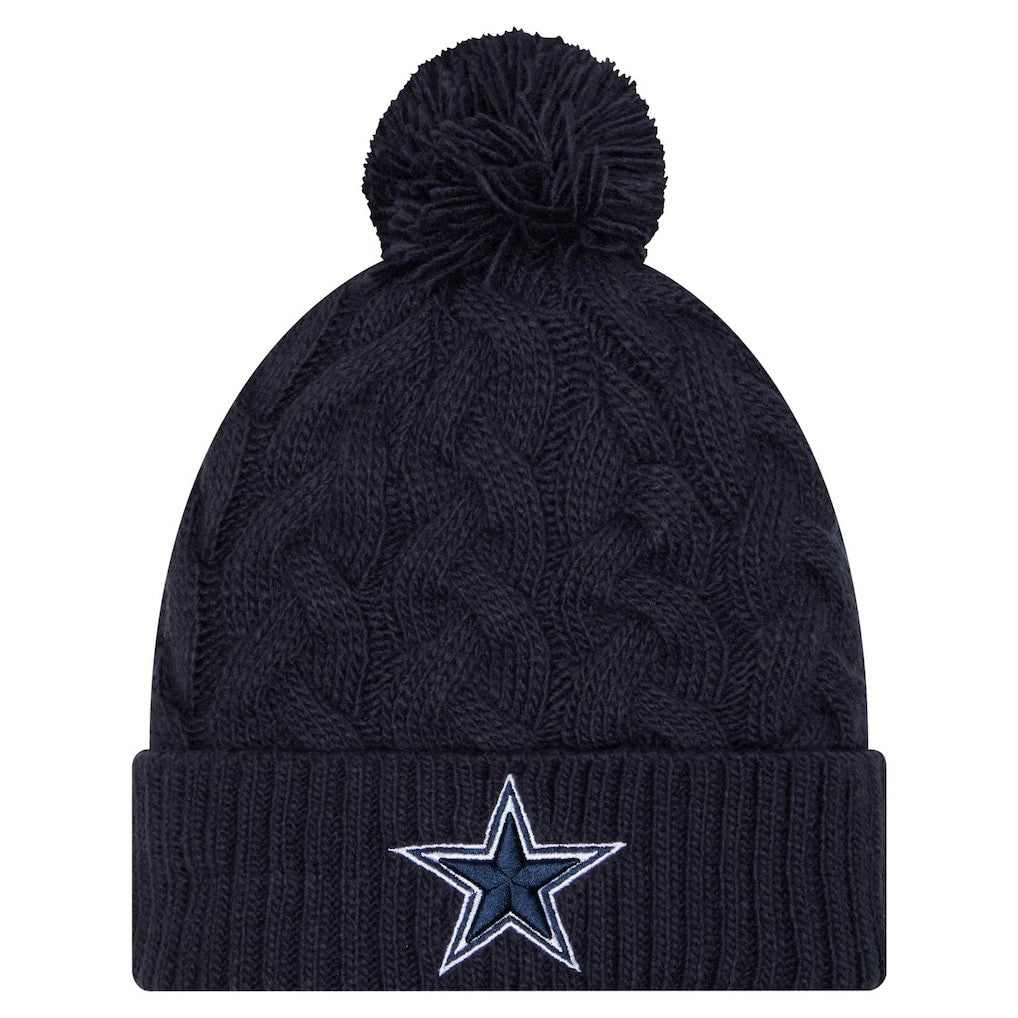 Dallas Cowboys New Era Women's Cable Knit Hat with Pom Navy