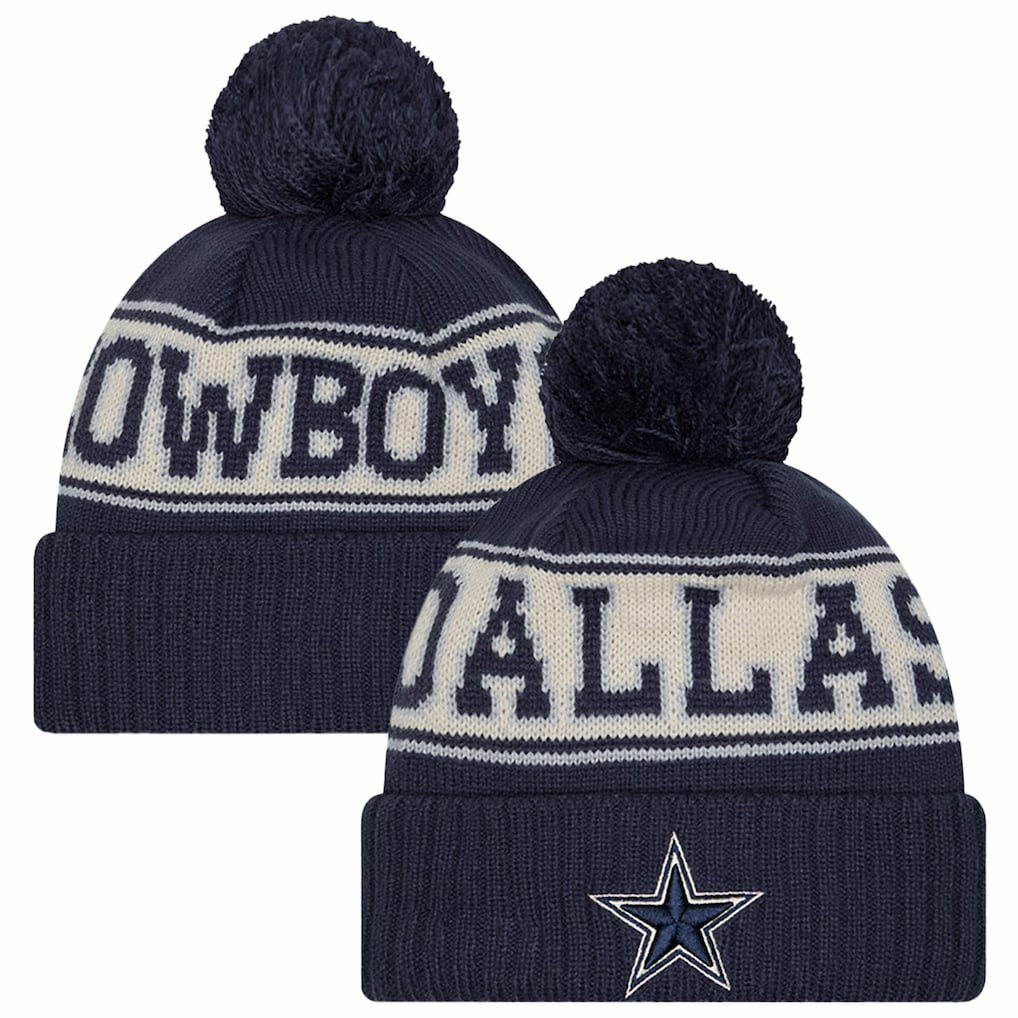 Dallas Cowboys New Era Retro Cuffed Knit Hat with Pom Navy