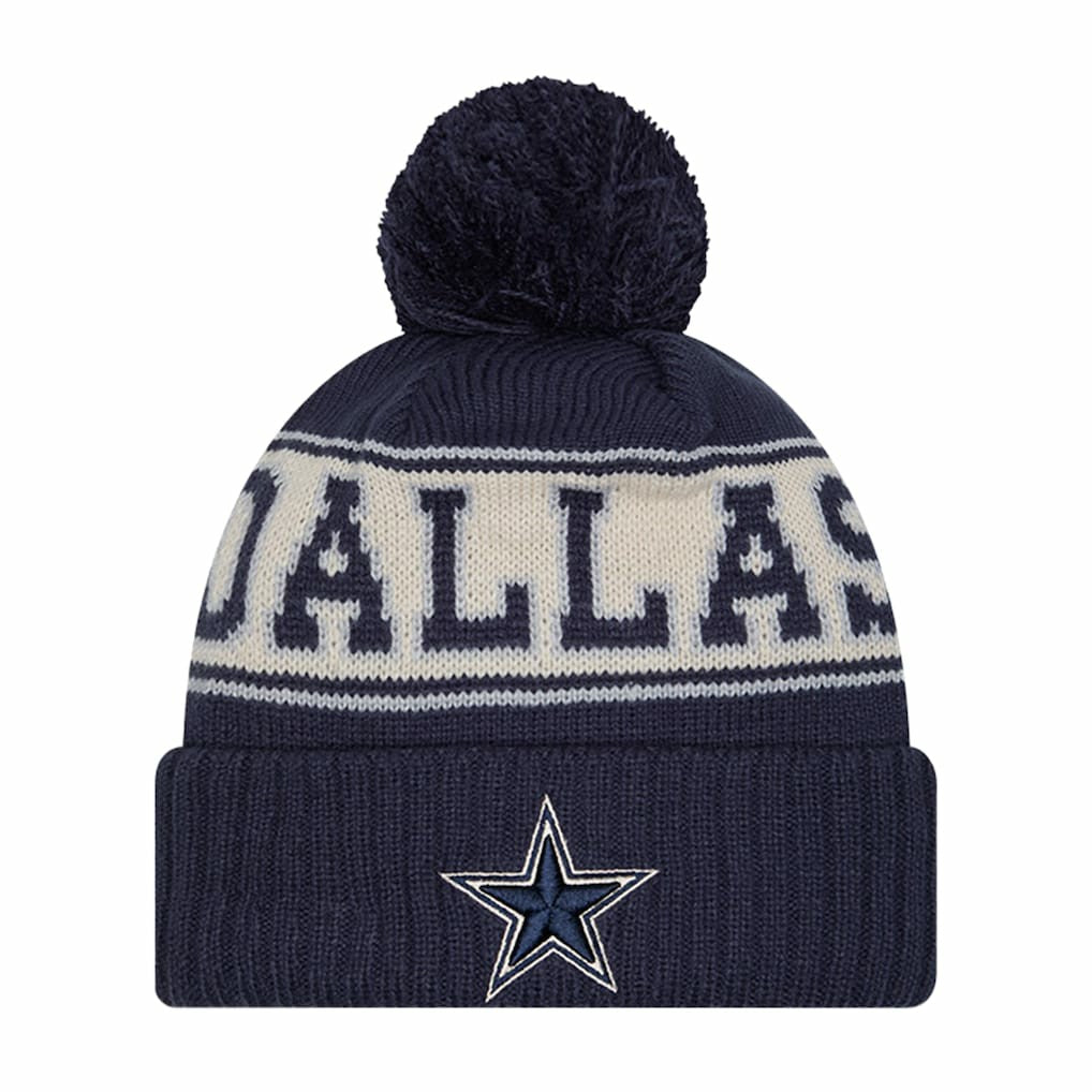 Dallas Cowboys New Era Retro Cuffed Knit Hat with Pom Navy