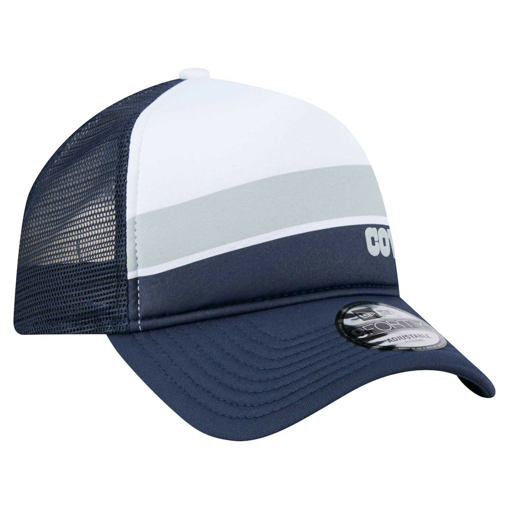 Dallas Cowboys New Era Youth Sport Night Color Block 9FORTY A-Frame Trucker Adjustable Hat White/Navy