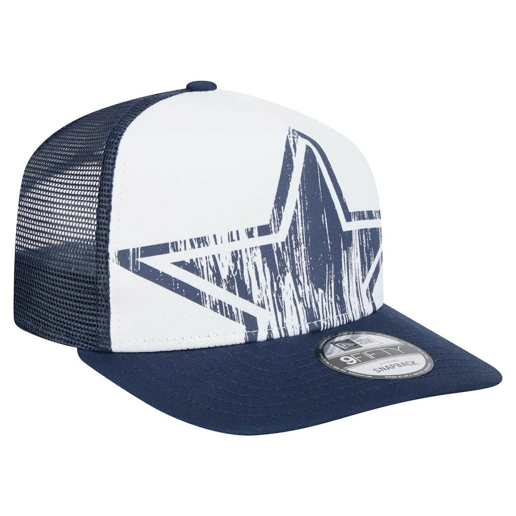 Dallas Cowboys New Era Youth Distressed 9FIFTY A-Frame Snapback Hat White/Navy