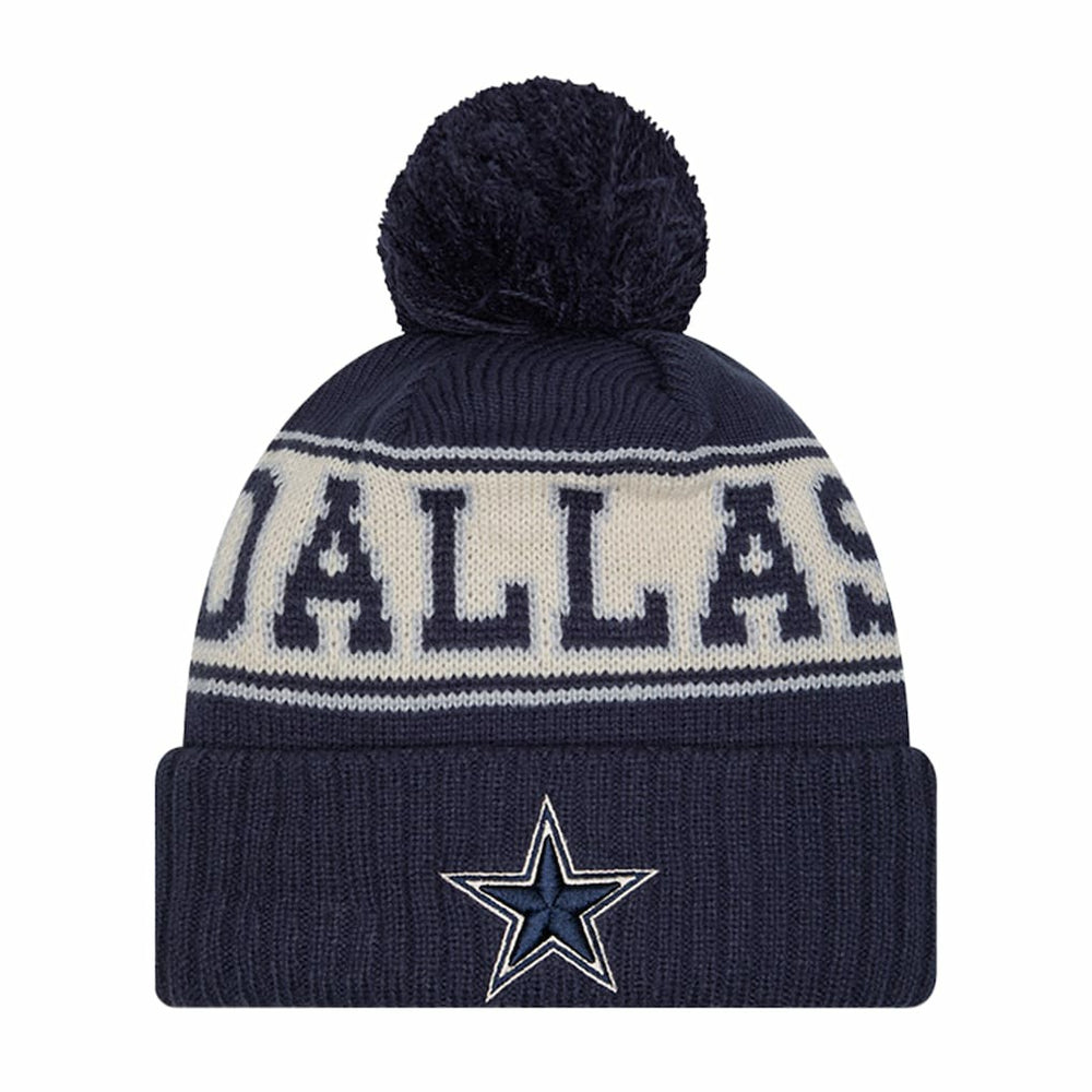 Dallas Cowboys New Era Youth Retro Cuffed Knit Hat with Pom Navy