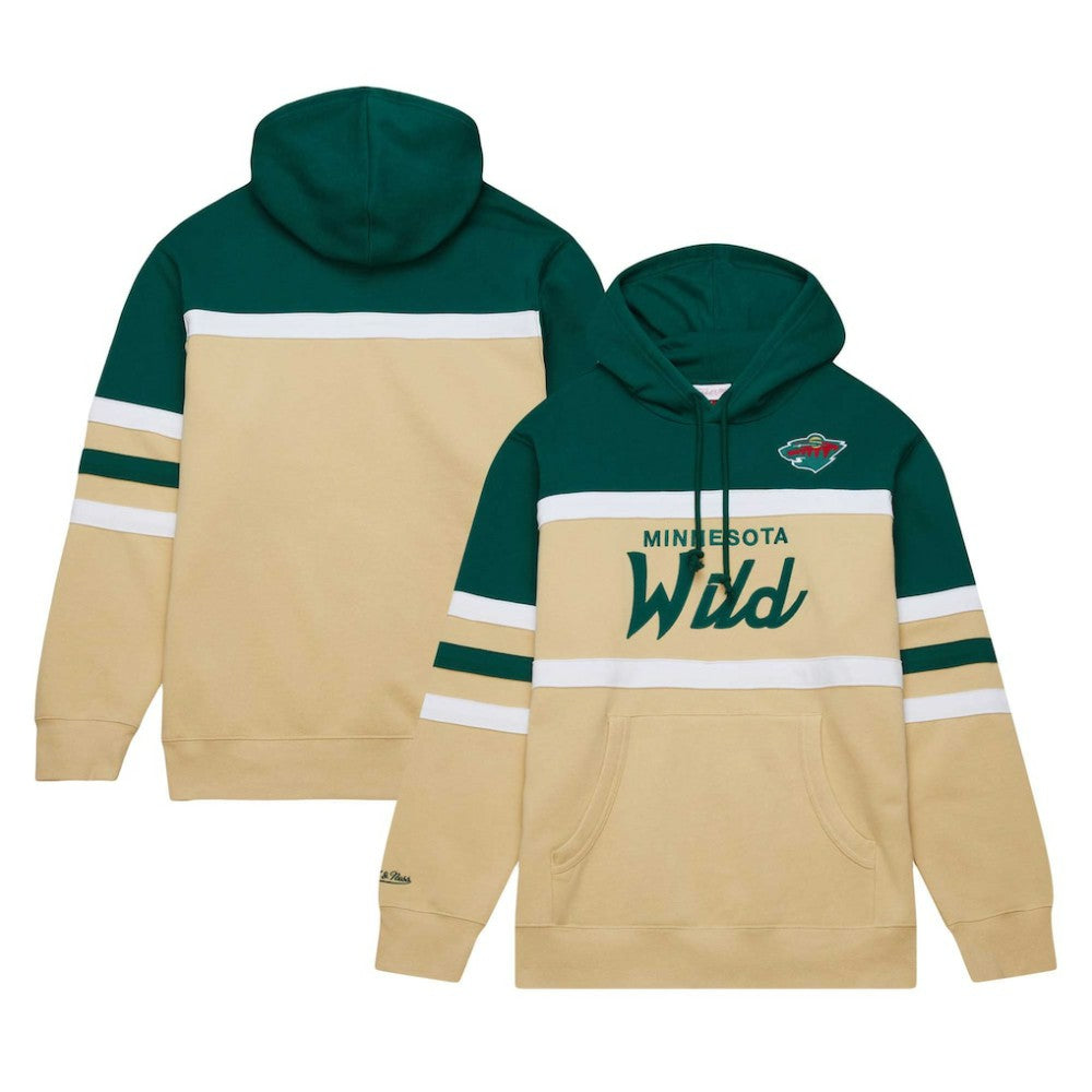 NHL Minnesota Wild Mitchell & Ness Head Coach Pullover Hoodie - Cream/Green