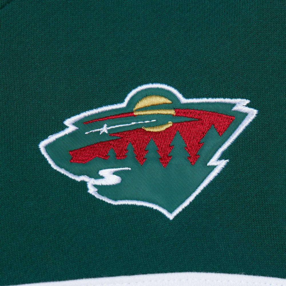 NHL Minnesota Wild Mitchell & Ness Head Coach Pullover Hoodie - Cream/Green