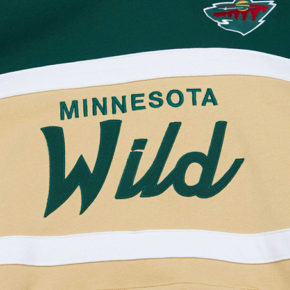 NHL Minnesota Wild Mitchell & Ness Head Coach Pullover Hoodie - Cream/Green