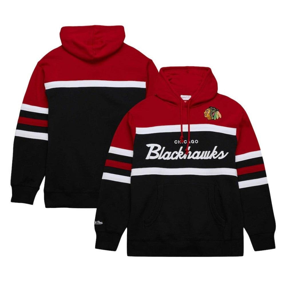 NHL Chicago Blackhawks Mitchell & Ness Head Coach Pullover Hoodie - Black/Red