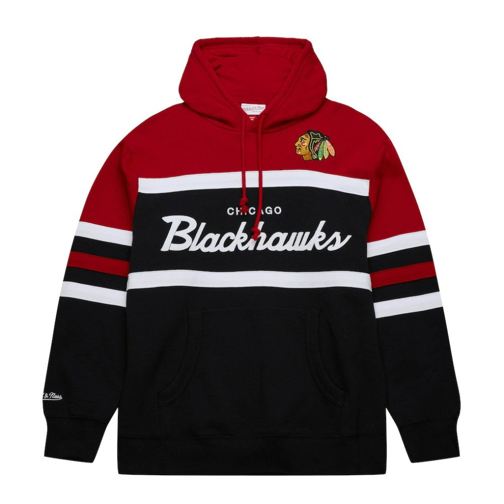 NHL Chicago Blackhawks Mitchell & Ness Head Coach Pullover Hoodie - Black/Red