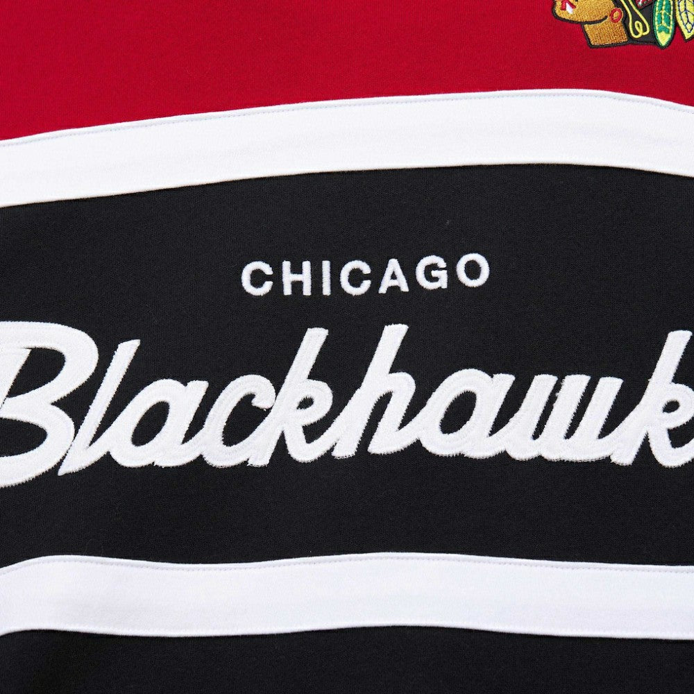 NHL Chicago Blackhawks Mitchell & Ness Head Coach Pullover Hoodie - Black/Red