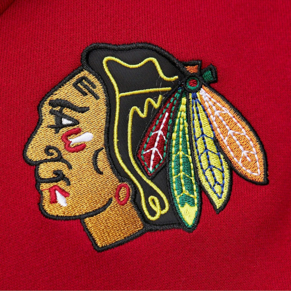 NHL Chicago Blackhawks Mitchell & Ness Head Coach Pullover Hoodie - Black/Red