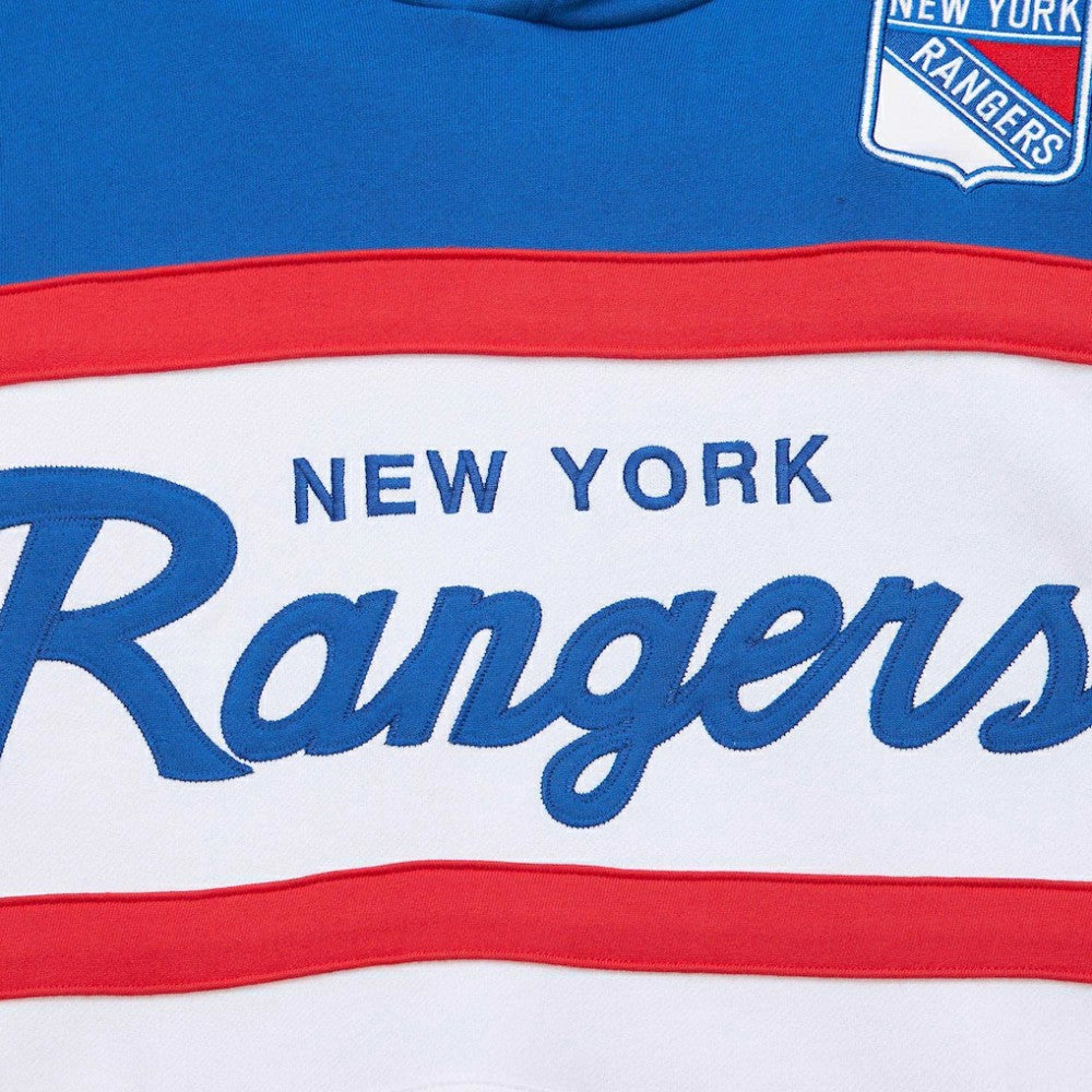 NHL New York Rangers Mitchell & Ness Head Coach Pullover Hoodie - White/Blue