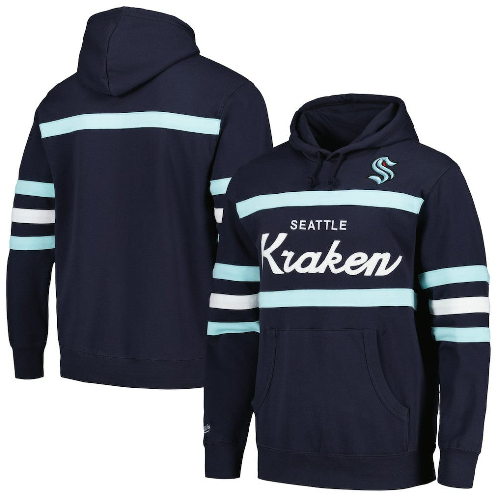 NHL Seattle Kraken Mitchell & Ness Head Coach Pullover Hoodie - Deep Sea Blue