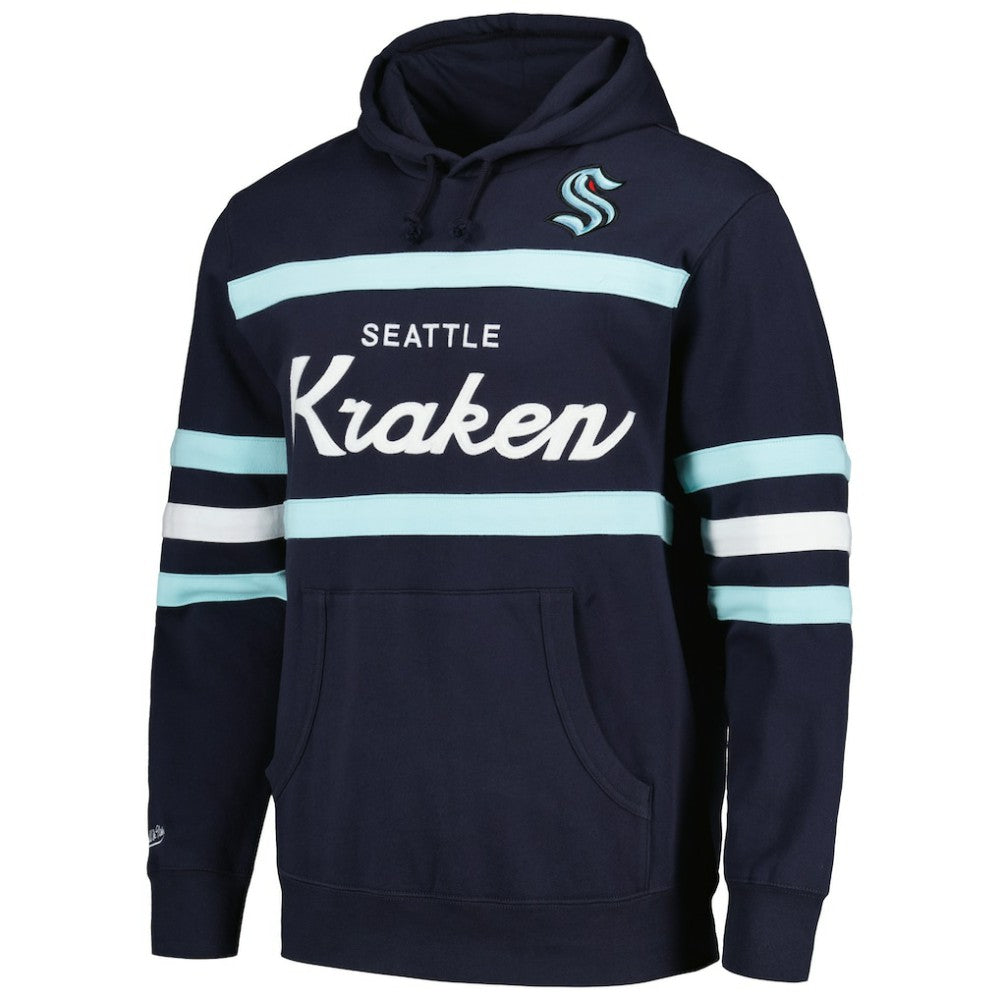 NHL Seattle Kraken Mitchell & Ness Head Coach Pullover Hoodie - Deep Sea Blue