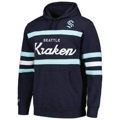 NHL Seattle Kraken Mitchell & Ness Head Coach Pullover Hoodie - Deep Sea Blue