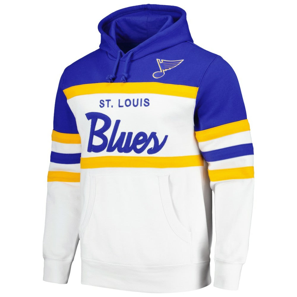 NHL St. Louis Blues Mitchell & Ness Head Coach Pullover Hoodie - White/Blue