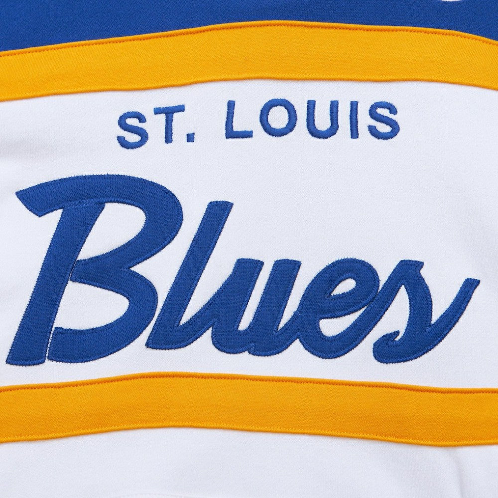 NHL St. Louis Blues Mitchell & Ness Head Coach Pullover Hoodie - White/Blue