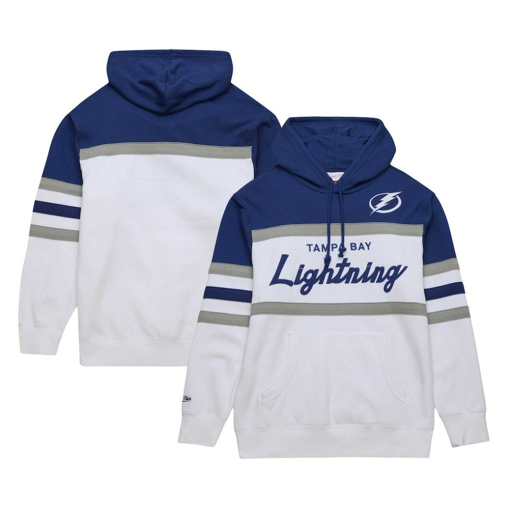 NHL Tampa Bay Lightning Mitchell & Ness Head Coach Pullover Hoodie - White/Blue