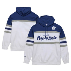 NHL Toronto Maple Leafs Mitchell & Ness Head Coach Pullover Hoodie - White/Blue
