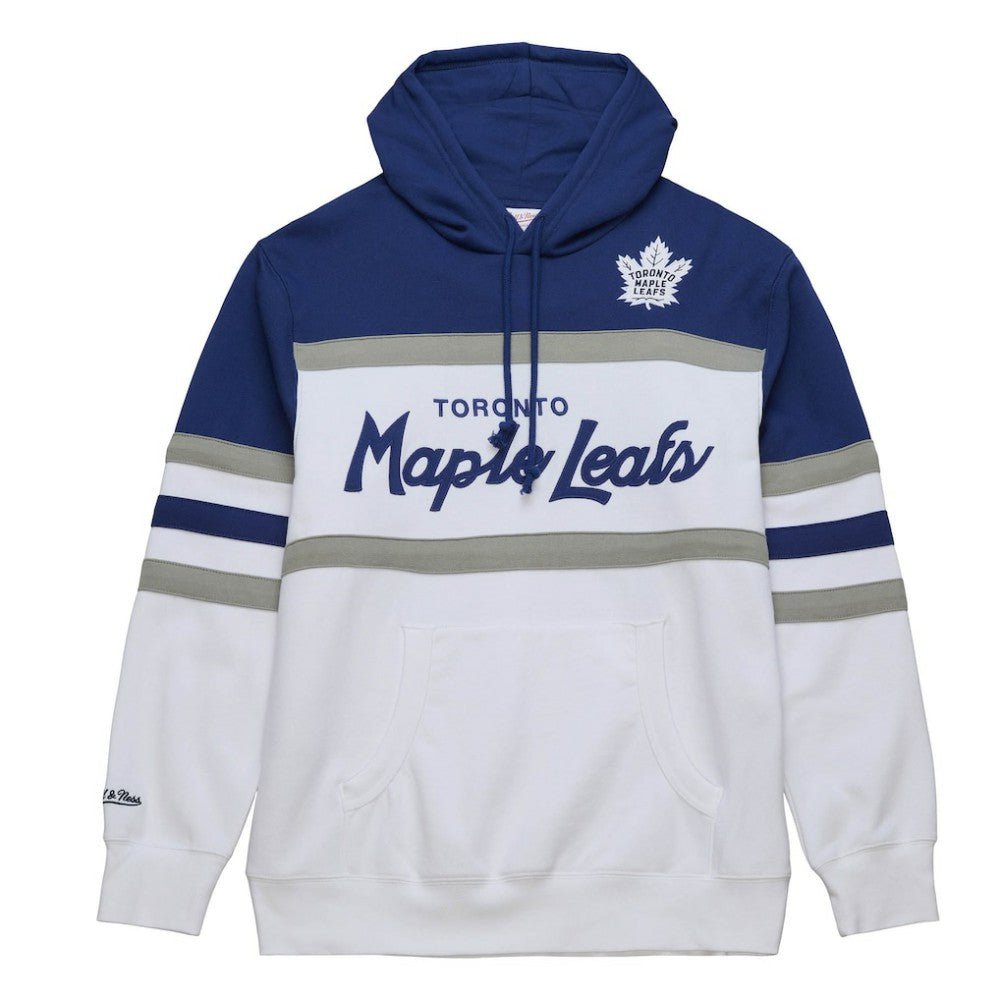NHL Toronto Maple Leafs Mitchell & Ness Head Coach Pullover Hoodie - White/Blue