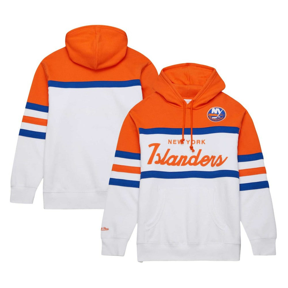 NHL New York Islanders Mitchell & Ness Head Coach Pullover Hoodie - White/Orange