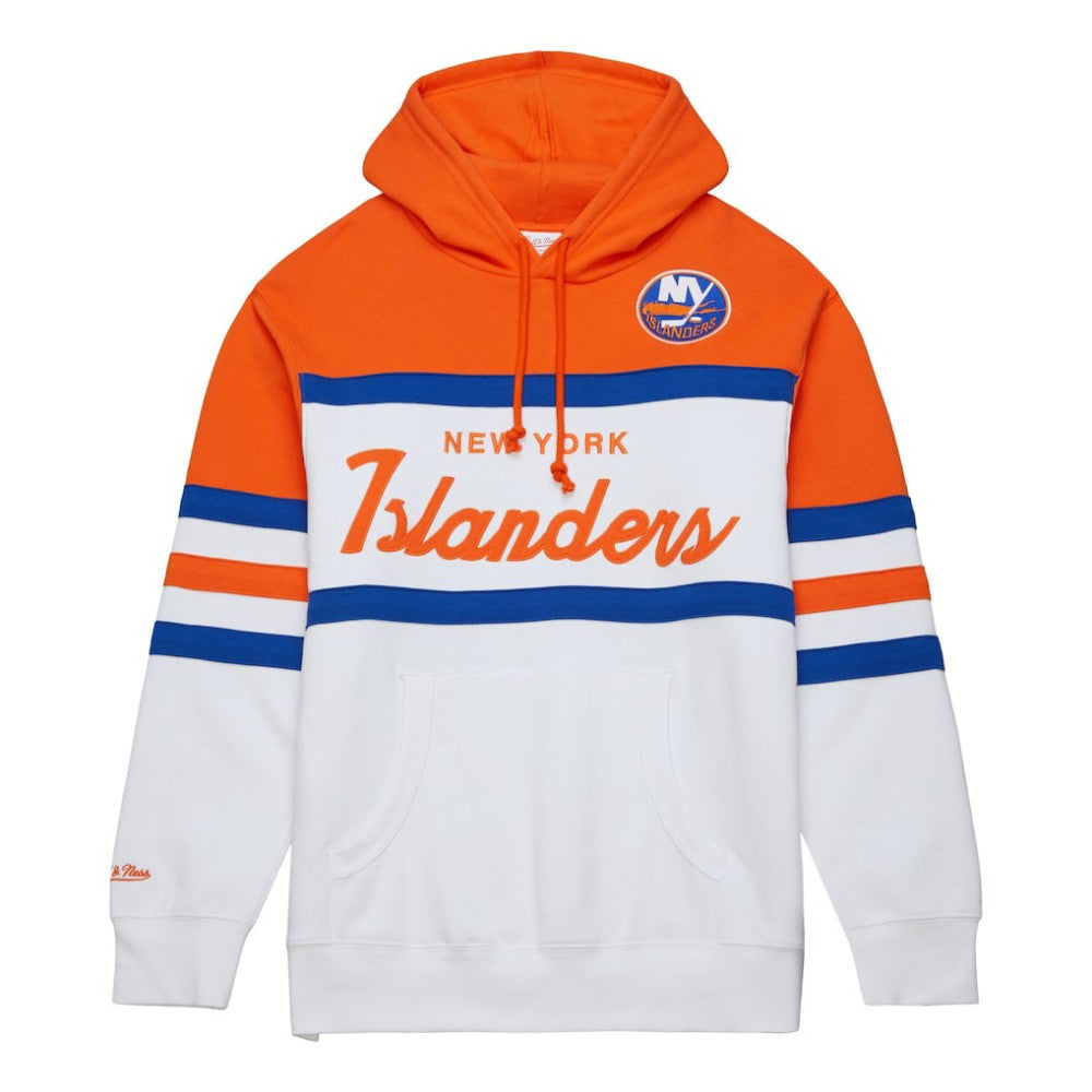 NHL New York Islanders Mitchell & Ness Head Coach Pullover Hoodie - White/Orange