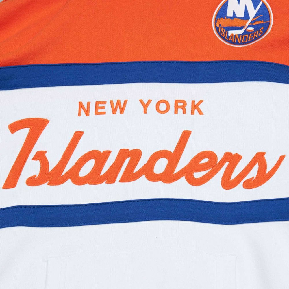 NHL New York Islanders Mitchell & Ness Head Coach Pullover Hoodie - White/Orange