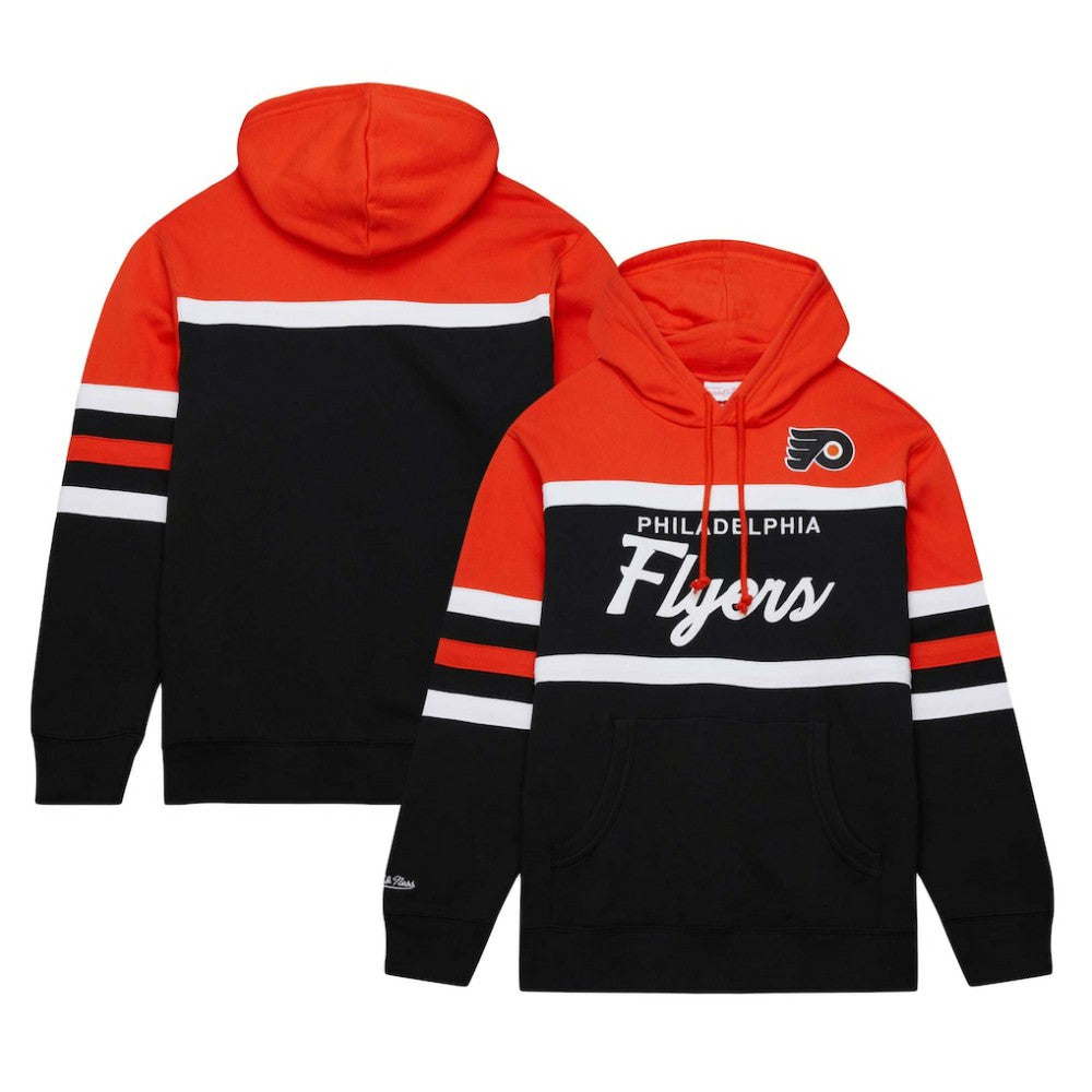 NHL Philadelphia Flyers Mitchell & Ness Head Coach Pullover Hoodie - Black/Orange