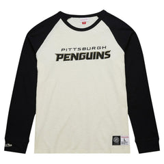 NHL Pittsburgh Penguins Mitchell & Ness Legendary Slub Vintage Raglan Long Sleeve T-Shirt - Cream