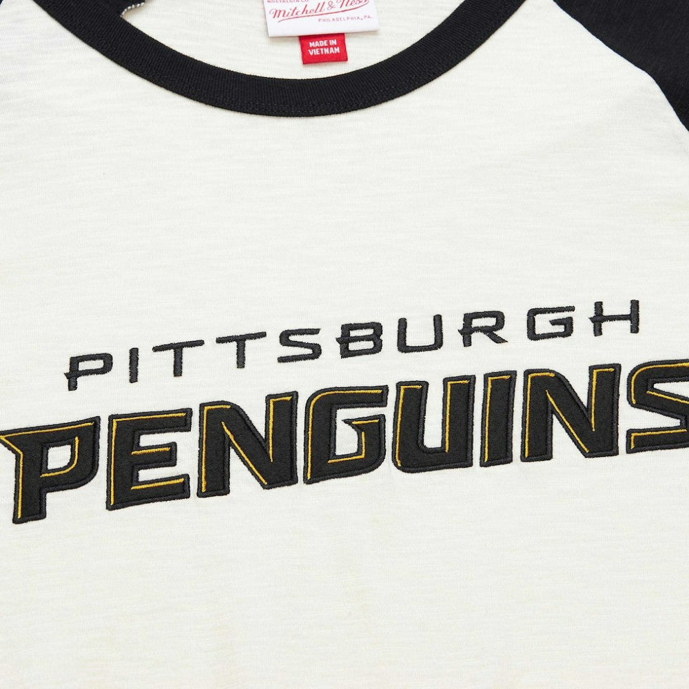 NHL Pittsburgh Penguins Mitchell & Ness Legendary Slub Vintage Raglan Long Sleeve T-Shirt - Cream