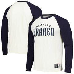 NHL Seattle Kraken Mitchell & Ness Legendary Slub Vintage Raglan Long Sleeve T-Shirt - Cream