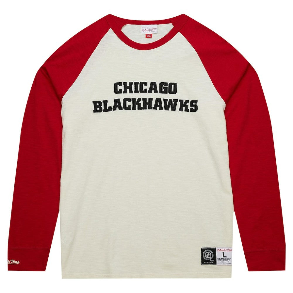 NHL Chicago Blackhawks Mitchell & Ness Legendary Slub Vintage Raglan Long Sleeve T-Shirt - Cream