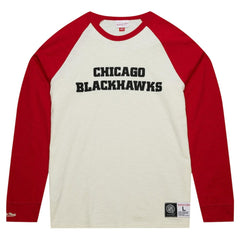 NHL Chicago Blackhawks Mitchell & Ness Legendary Slub Vintage Raglan Long Sleeve T-Shirt - Cream