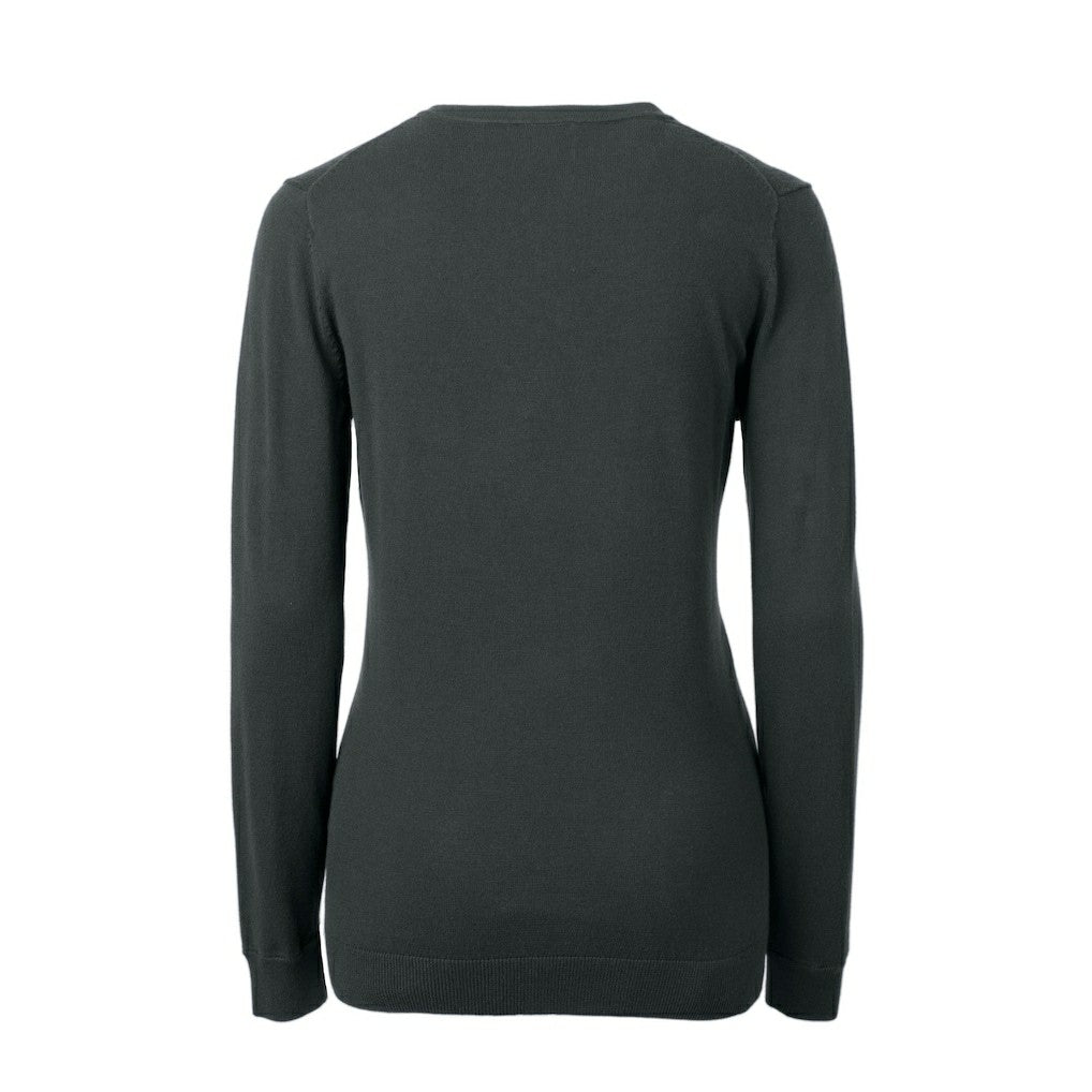 Atlanta Falcons Cutter & Buck Women's Throwback Logo Lakemont Tri-Blend V-Neck Pullover Sweater Heather Charcoal