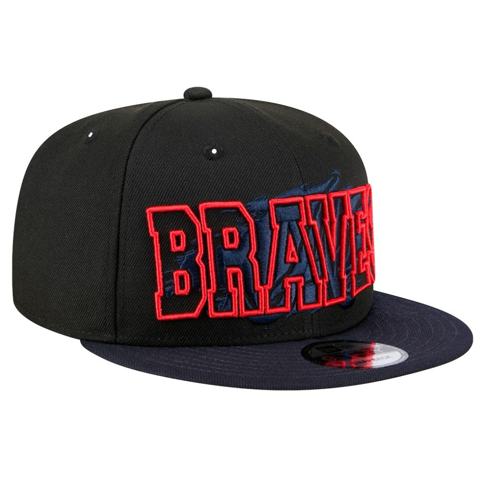 Atlanta Braves New Era Splatter 9FIFTY Snapback Hat - Black Hats