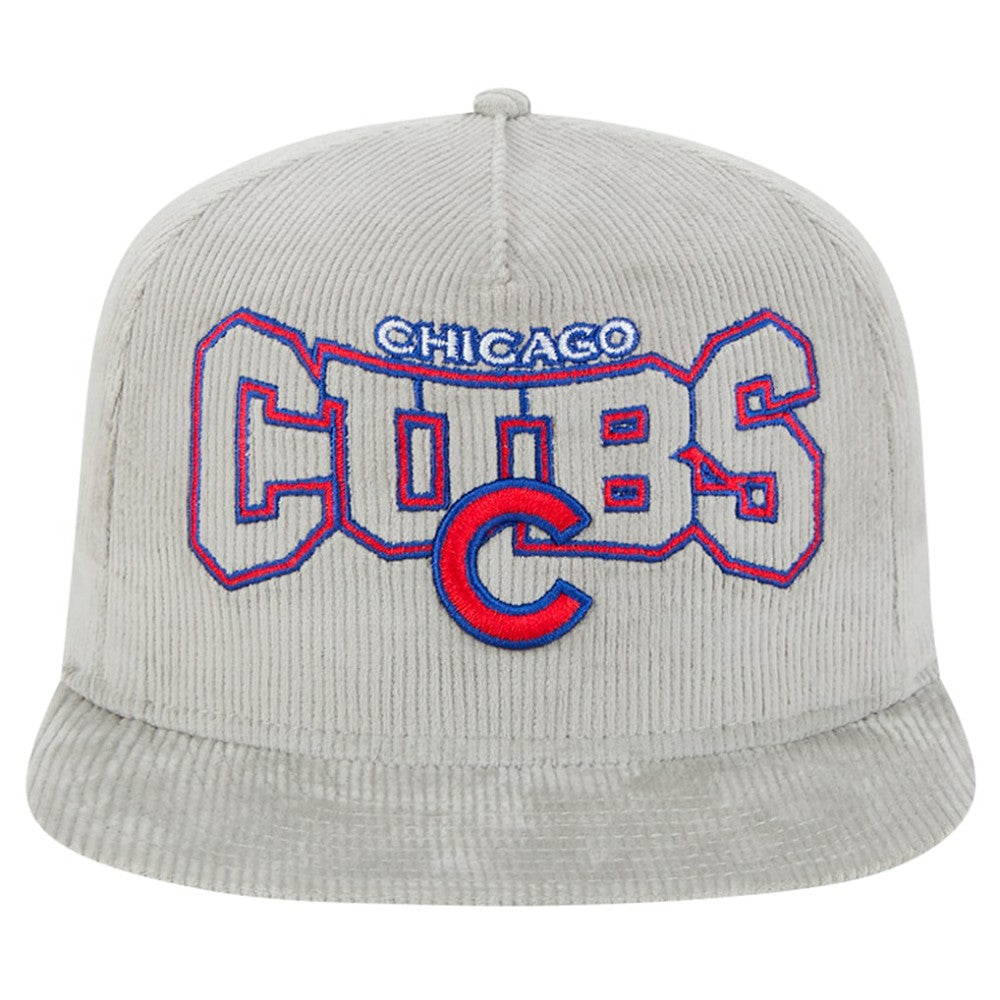 New Era Chicago Cubs Gray Corduroy Golfer Snapback Hat Hats