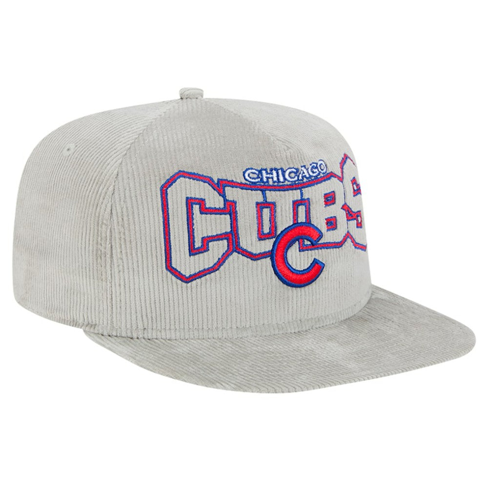 New Era Chicago Cubs Gray Corduroy Golfer Snapback Hat Hats